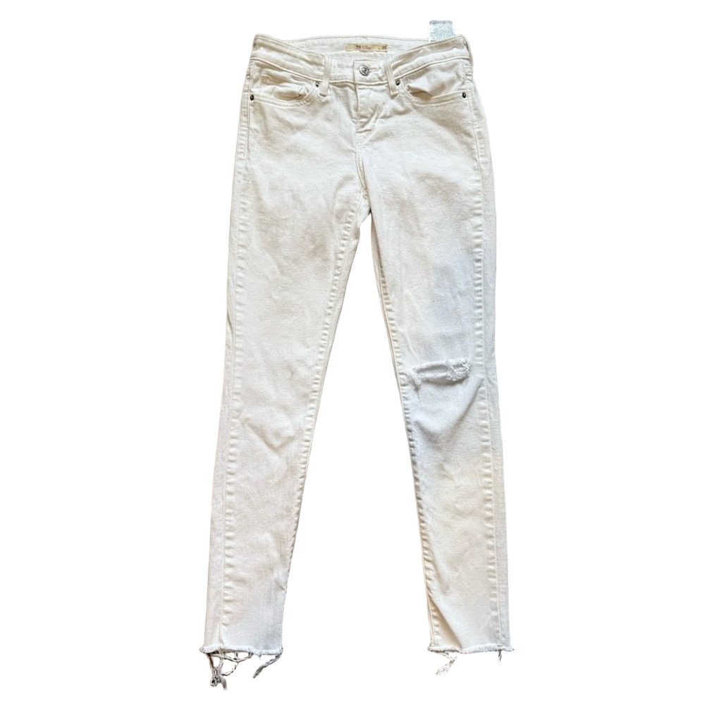 Levi's Women's 711 White Skinny Jeans Size 25 32 Streetwear Denim Casual Basic